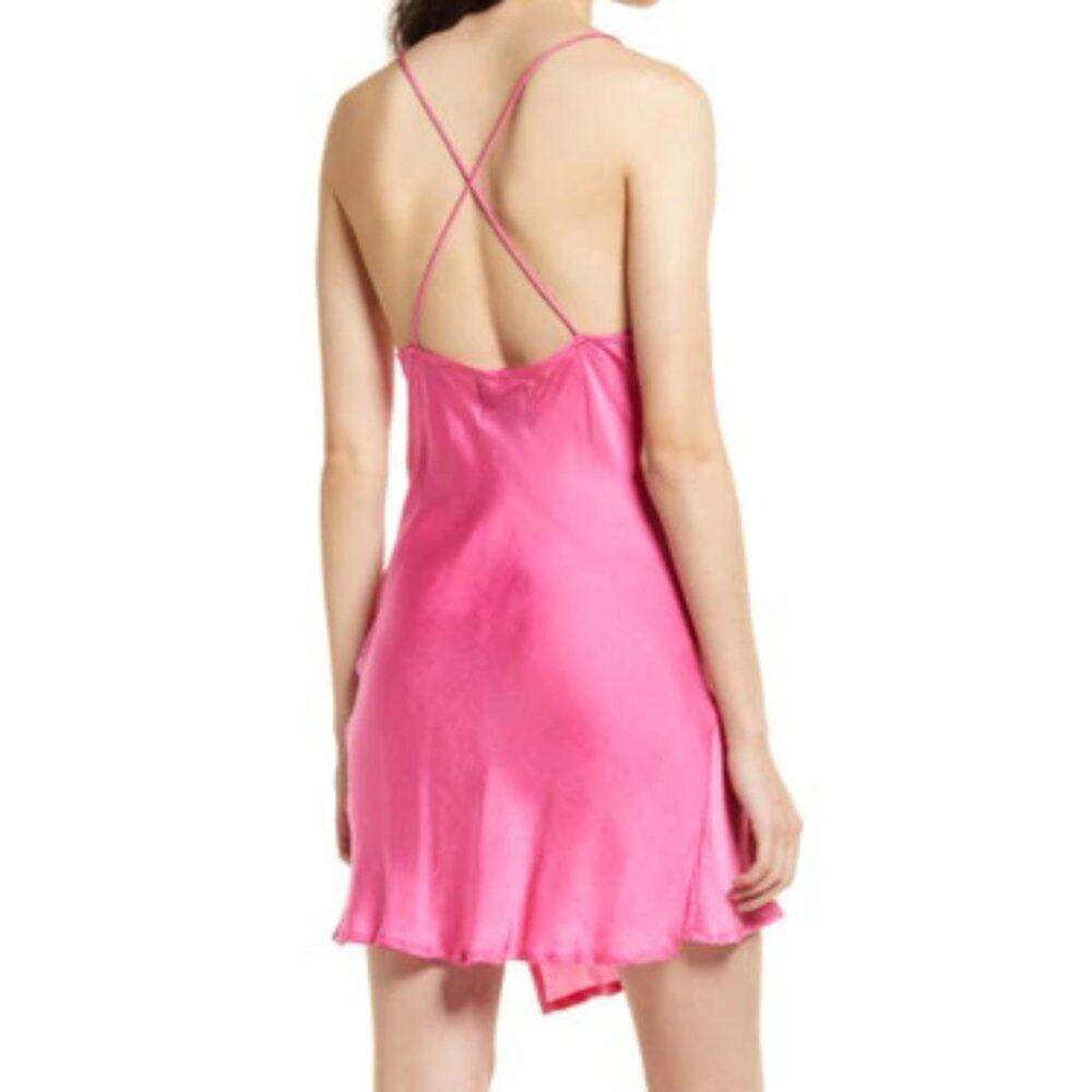 New ~ AREA STARS ~ Zoey Satin Minidress In Pink S 100% VISCOSE - Picture 2 of 8